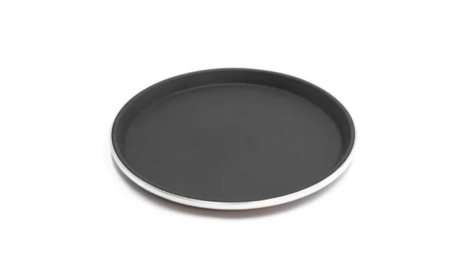 سینی استپ دار گرد لبه استیل سایز 28 سانتی رنگ مشکی