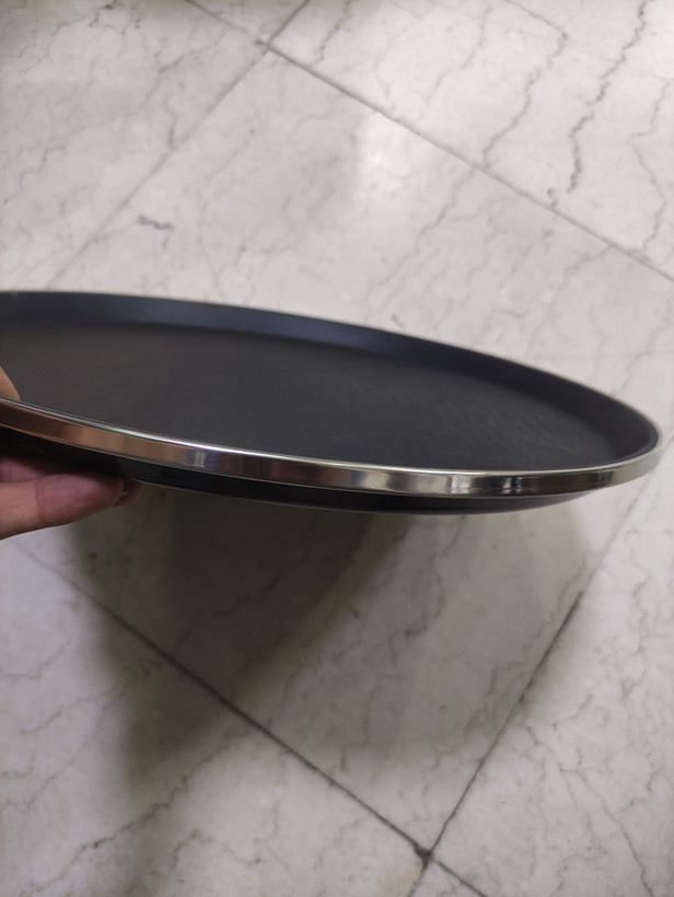 سینی استپ دار گرد لبه استیل سایز 35 سانتی رنگ مشکی