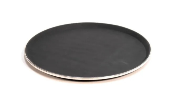 سینی استپ دار گرد لبه استیل سایز 45 سانتی رنگ مشکی